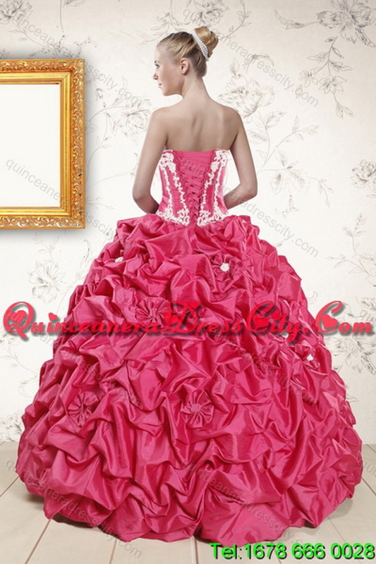 2021 Spring Fashionable Pick Ups and Appliques Hot Pink Quinceanera Dresses