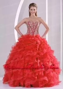 Cheap Puffy Ruffled Long Sweet 15 Quinceanera Dress with Beaded Bodice Under 200